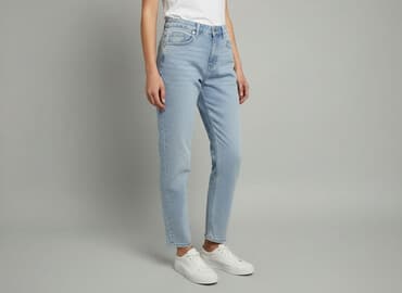 jeansy z asymetrycznym zapieciem: Jeansy damskie, rozmiar M — 6