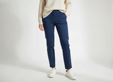 granatowe chinosy damskie: Spodnie materiałowe damskie, rozmiar M — 6