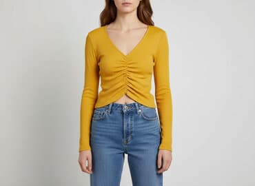 bluzka żółta w czarne paski: Bik Bok, Bluzka damska, rozmiar L — 7