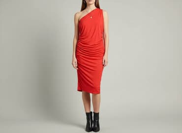 czerwone sukienki plus size: Sukienka damska, rozmiar S — 5