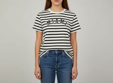 bluzka w paski meska: T-shirt damski, rozmiar M — 1