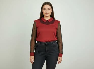 czarne bluzki z przezroczystymi rękawami: Bluzka damska, rozmiar XL — 1