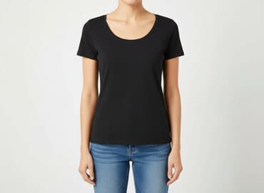 czarne t shirty w serek damskie: H&M, T-shirt damski, rozmiar M — 6