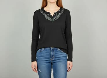czarne bluzki ze srebrną nitką: Bluzka damska, rozmiar S — 1