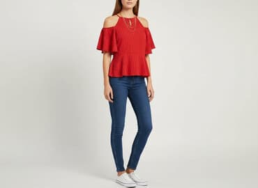 bluzki w paski z serduszkiem: Bluzka damska, rozmiar S — 6