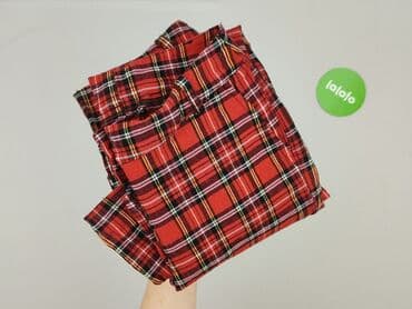 spodnie czerwone w kratę h m: Material trousers for women, size S — 4