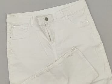 biale szerokie jeansy: Spodnie 3/4 damskie, rozmiar L — 1