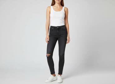 czarne skinny jeans: Skiny, Jeansy damskie, rozmiar S — 5