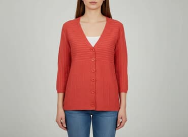 sweter z dekoltem v: Kardigan damski, rozmiar L — 5