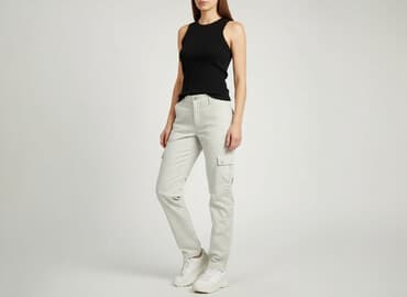 jeansy damskie loose fit: Spodnie materiałowe damskie, rozmiar XS — 7