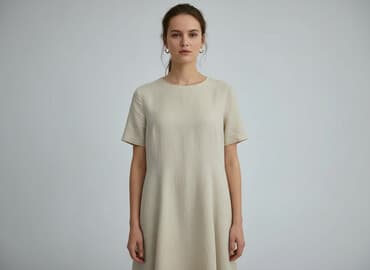 sukienki beżowa midi: Sukienka damska, rozmiar M — 1