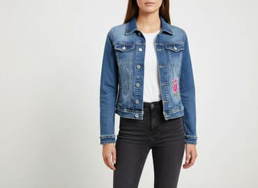 jeansy mom fit m sara: M.Sara, Kurtka jeansowa damska, rozmiar S — 6