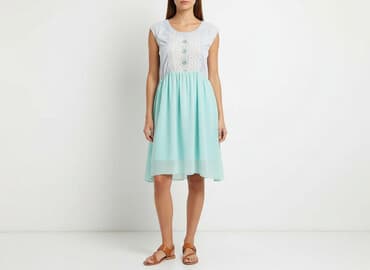 sukienki błękitna na wesele rękawek: Sukienka damska, rozmiar S — 5