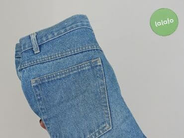 krótkie spodenki przed kolano jeansowe damskie: Denim, Szorty damskie, rozmiar L — 4