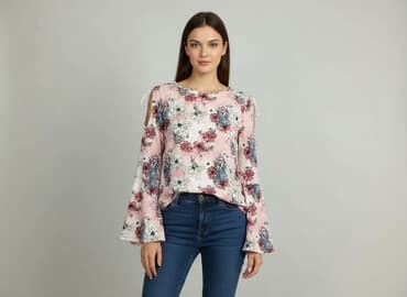 bluzki hiszpanki w kwiaty: Bluzka damska, rozmiar S — 7