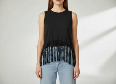 koszula damska z frędzlami: Women`s T-shirt, size S — 1