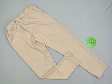 jeggings pull and bear: Beżowe spodnie damskie z gumką w pasie - Krój: zwężane nogawki, talia — 3