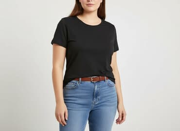 czarne t shirty w serek damskie: Beloved, T-shirt damski, rozmiar XL — 9