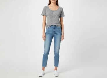 bluzki z marszczeniem po bokach: H&M, T-shirt damski, rozmiar S — 6