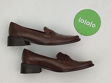 adidasy do ta: Skórzane mokasyny damskie – brązowe - Model: klasyczne — 5