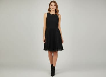 czarna sukienka z przezroczystymi rękawami: Women`s dress, size S — 1