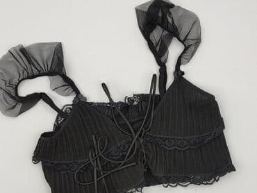 biustonosz tshirt: Czarny top/biustonosz koronkowy, damski - Krój: krótki top typu — 1