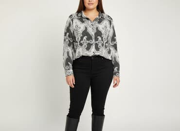 czarne bluzki w biale grochy: Icon, Bluzka damska, 2XL — 7