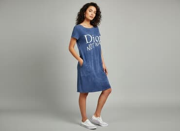 bluzki bawełniane dekolt łódka: Sukienka damska, rozmiar S — 1