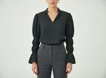 modne bluzki z bufiastymi rękawami: Bluzka damska, rozmiar S — 5