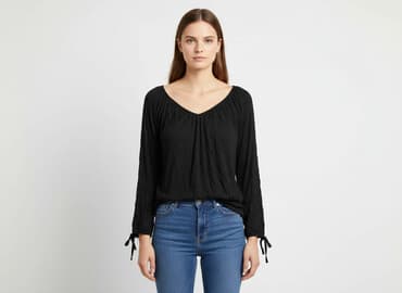 czarne bluzki z rozszerzanymi rękawami: Women's blouse, size S — 1