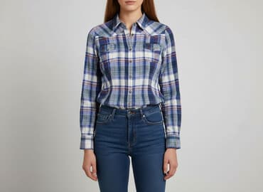 koszula w bialo niebieska krate damska: Woman, Women`s shirt, size S — 1