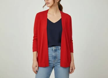 piękne czerwone sukienki na wesele: Wallis, Kardigan damski, rozmiar M — 6