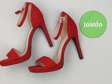 czerwone sandały na słupku ccc: Sandały damskie, 37 — 3