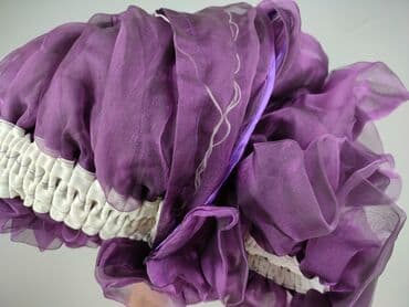 krótkie zasłony: Fioletowa falbaniasta firana/zasłona z lekkiego, półprzezroczystego — 4