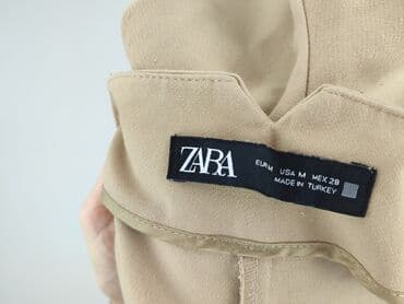 zara spodnie beżowe z wysokim stanem: Zara, Material trousers for women, size M — 6