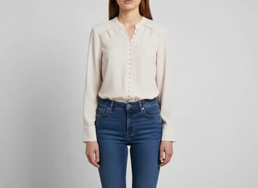 sukienka biała z długim rękawem: H&M, Bluzka damska, rozmiar M — 6