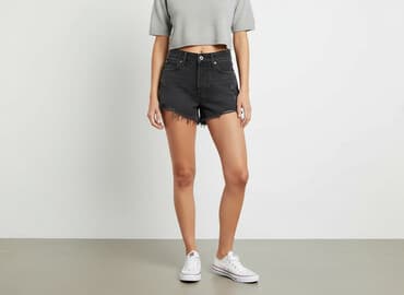 czarne szorty damskie z wysokim stanem: H&M, Szorty damskie, rozmiar S — 1