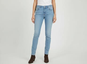 kremowe jeansy: Denim, Jeansy damskie, rozmiar M — 7