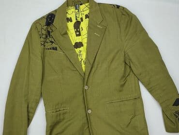 Marynarka męska ATIKIN – oliwkowa z unikatowym nadrukiem komiksowym -