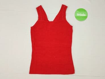 czerwona bluzki z dekoltem v: Bluzka damska, rozmiar S — 4