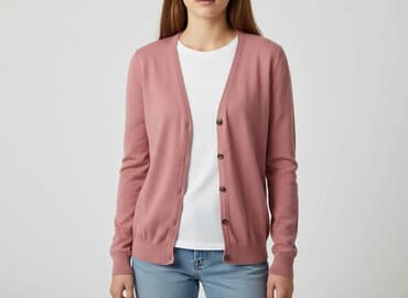 sweter na koszulę: Solid, Kardigan damski, M — 6