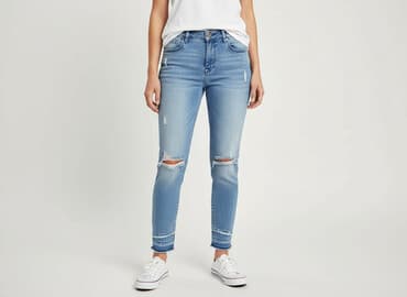 jeansy damskie dziury: Denim, Jeansy damskie, rozmiar L — 6