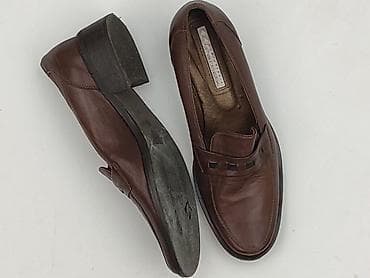 adidasy do ta: Skórzane mokasyny damskie – brązowe - Model: klasyczne — 1