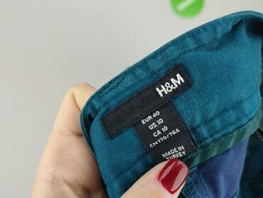 spodnie czerwone w kratę h m: H&M, Material trousers for women, size L — 4