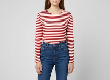 bluzki w czerwono białe paski: Women's blouse, size XS — 1