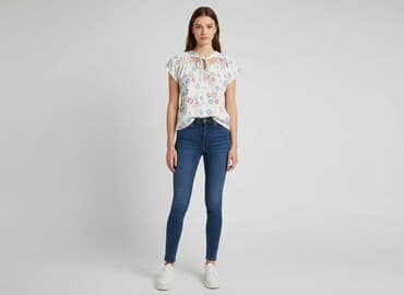 bawełniana bluzka z gumką na dole: E-vie, Bluzka damska, rozmiar S — 6