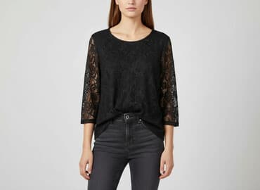 czarna bluzka koronkowa zara: Bluzka damska, rozmiar M — 5