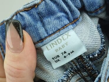 pajacyk z weluru: Denim pants, Lindex, 6-9 months, condition - Good — 4