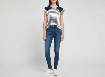 biała bluzka w granatowe paski: Promod, Жіноча блуза, розмір S на lalafo.pl — 1 biała bluzka w granatowe paski: Promod, Жіноча блуза, розмір S — 1