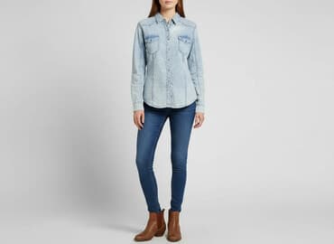 bluzki jeansowe: Koszula damska, rozmiar S — 7